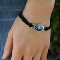 thumbnail image 3 of Sea Turtle Swimming in Ocean Novelty Suede Leather Metal Bracelet, 3 of 3