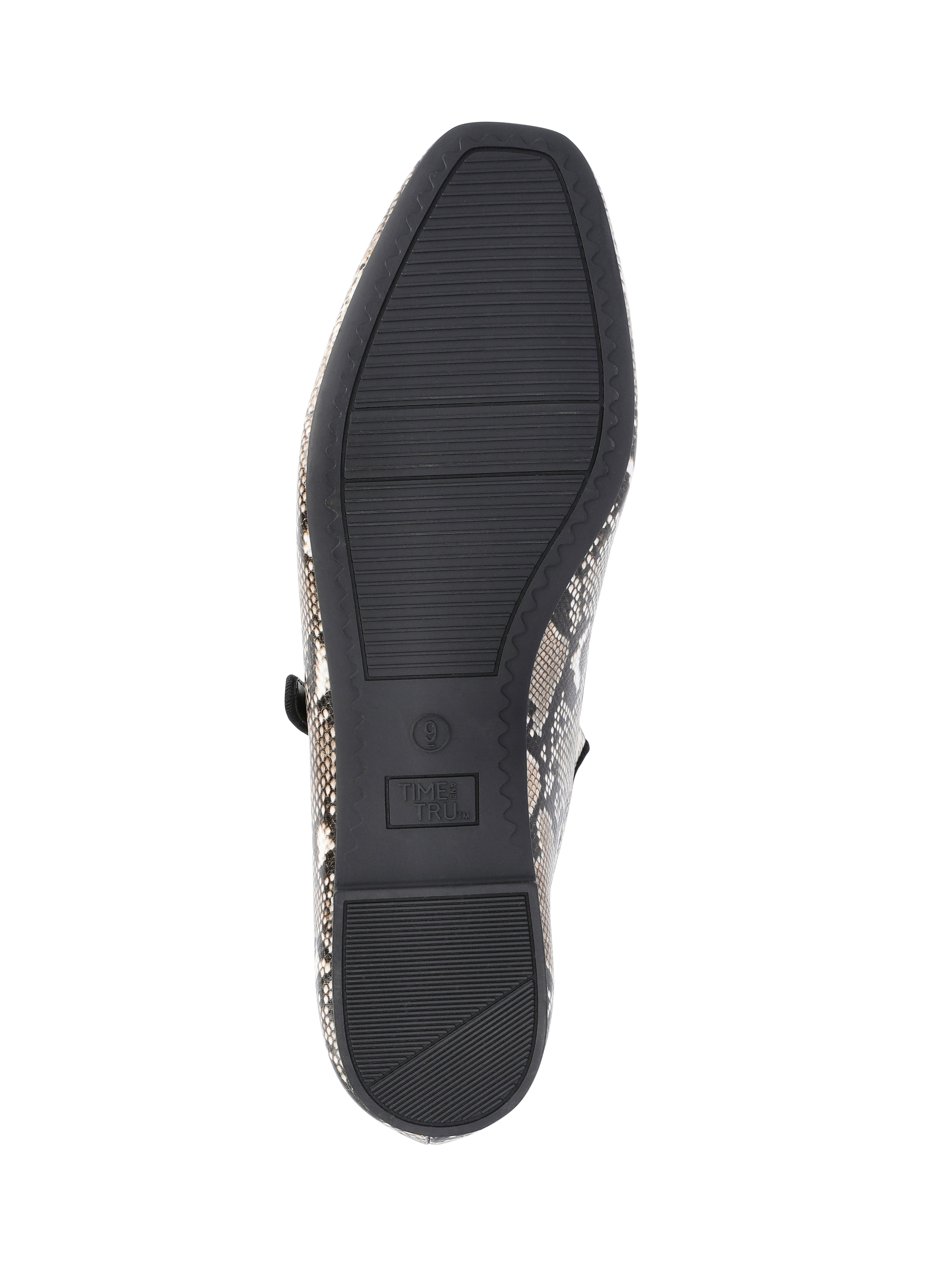 Time and Tru Women's Faux Leather Mary Jane Flats, Wide Width Available