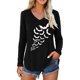 thumbnail image 1 of MHFRRA Una Blusa de Manga Larga con Cuello En V, Moderna e Informal, con Estampado de Letras para Mujer. Negro, 1 of 4