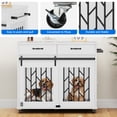 thumbnail image 4 of Dextrus Dog Crate Furniture, 39 inch large Wooden Indoor Dog Kennel with Divider Room and Drawers, Removable Tray End Table, Double Door Dog House for Small Medium Dog, White, 4 of 5