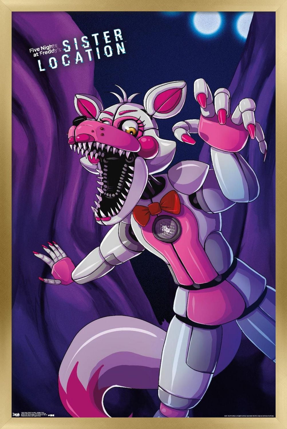 Five Nights at Freddy's: Sister Location - Funtime Foxy Wall Poster, 14.725" x 22.375" Framed