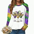 thumbnail image 4 of HCNTES Mardi Gras Shirts for Women Mardi Gras Sequin Long Sleeve Shirt Funny Fat Tuesday Tee Carnival Crewneck Party Tops(Size:XXXXL), 4 of 9