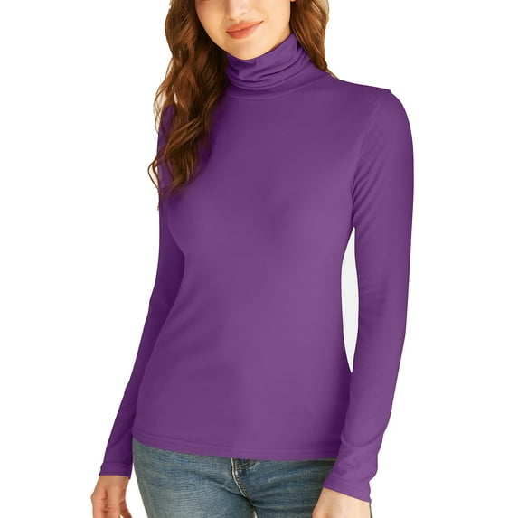 Women's Long Sleeve Slim Fit Mock Turtleneck Basic T-Shirts Blouse Tops