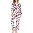 thumbnail image 4 of Women Pajama Sets Casual 2 Piece Valentines Day Print V Neck Long Sleeve Set Women Sleepwear,White,M, 4 of 5