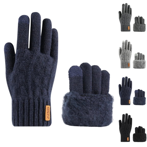 Sentuca Womens Winter Gloves Warm Fleece Lining Thick Ribbed Knit Gloves for Cold Weather Navy