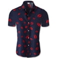 thumbnail image 1 of Camisas de solapa de moda para hombres y mujeres con labios rojos 2024 nuevas camisas hawaianas de ocio y entretenimiento primavera y verano, 1 of 6