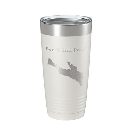 

Beech Hill Pond Tumbler Lake Map Travel Mug Insulated Laser Engraved Coffee Cup Maine 20 oz White
