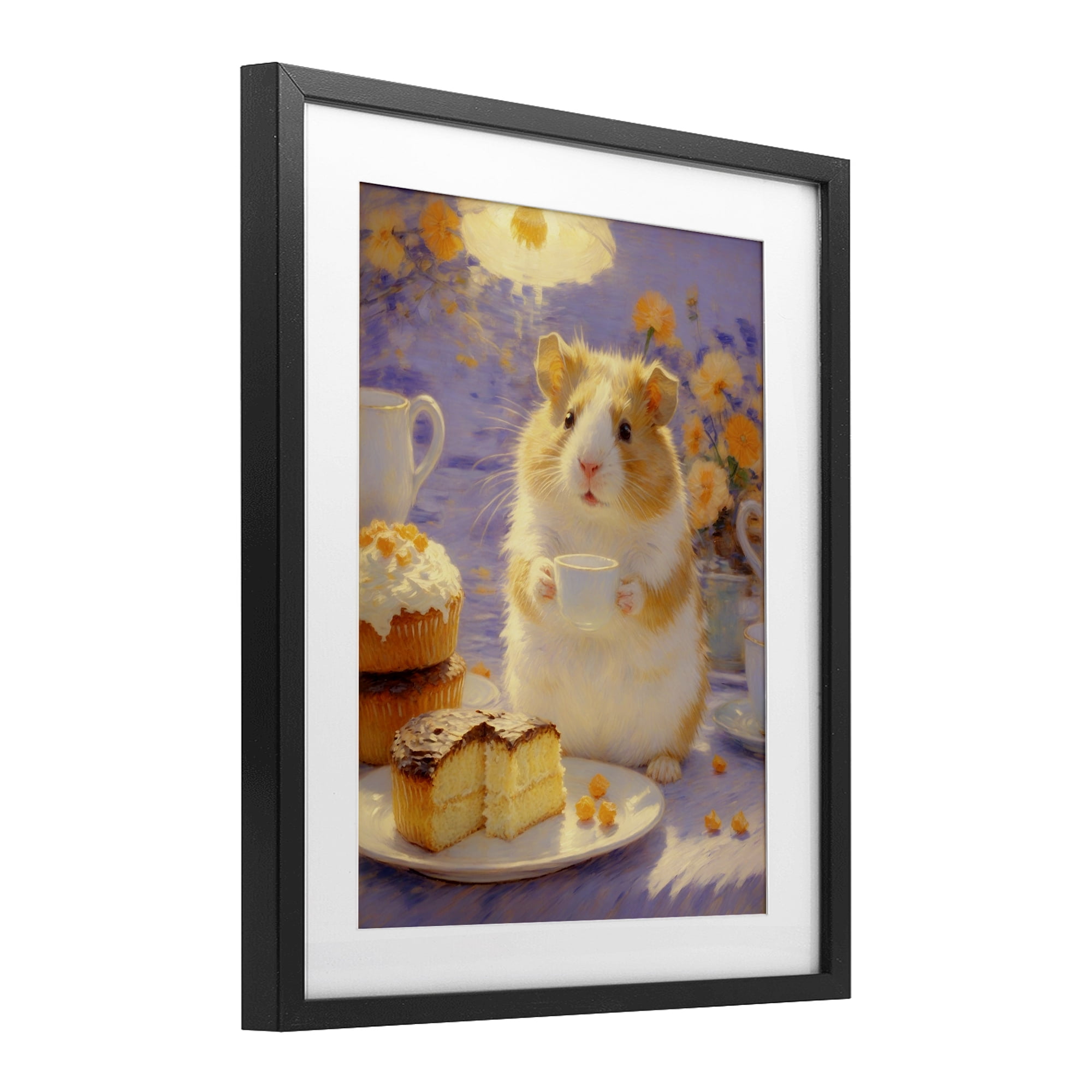 Stupell Industries Hamster Tea Party with Cake Black Framed Print Under Glass, design by Angie Hawke