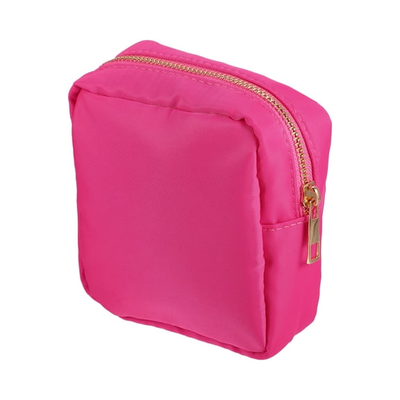 Nylon Mini Makeup Bag Waterproof Storage Bag for Travel Coin Pouch Napkin Organizer Rose Red