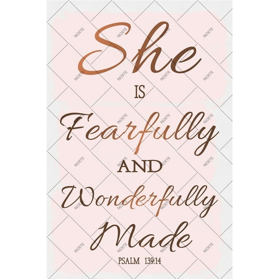 NOETE Metal Tin Sign "Fearfully and Wonderfully Made" Bible Verse Plaque  Psalm 139:14 Inspirational Christian Wall Art Decor, 12x16 Inch, Perfect for Home, Church & Office