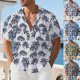 thumbnail image 4 of Mens Casual Manga Corta Botón Abajo Camisas con Estampado Floral Cuello Turndown, Camisas de Playa de Poliéster para el Uso Al Aire Libre de Verano, 4 of 9