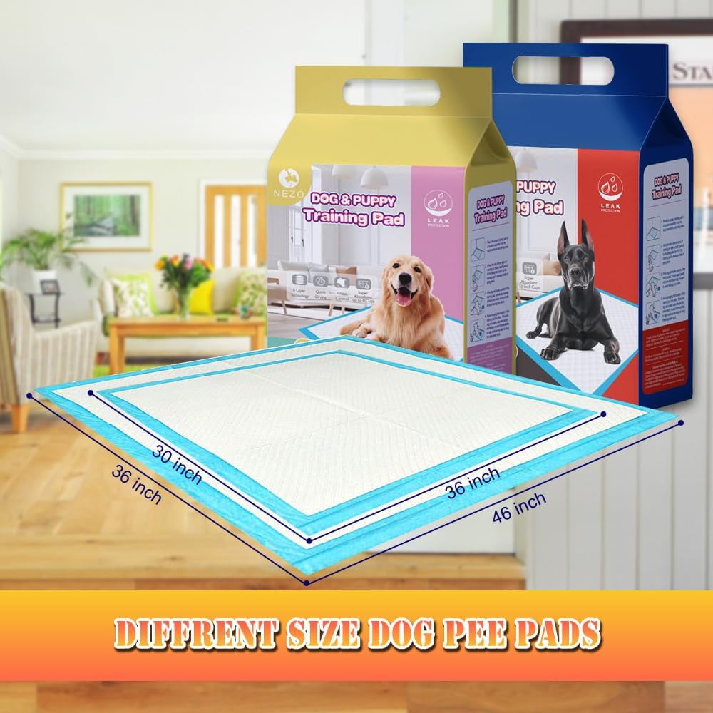 NEZO Extra Large 6-Layer Training Pet Training Pads, 34 x 46 Inches, 120 Count