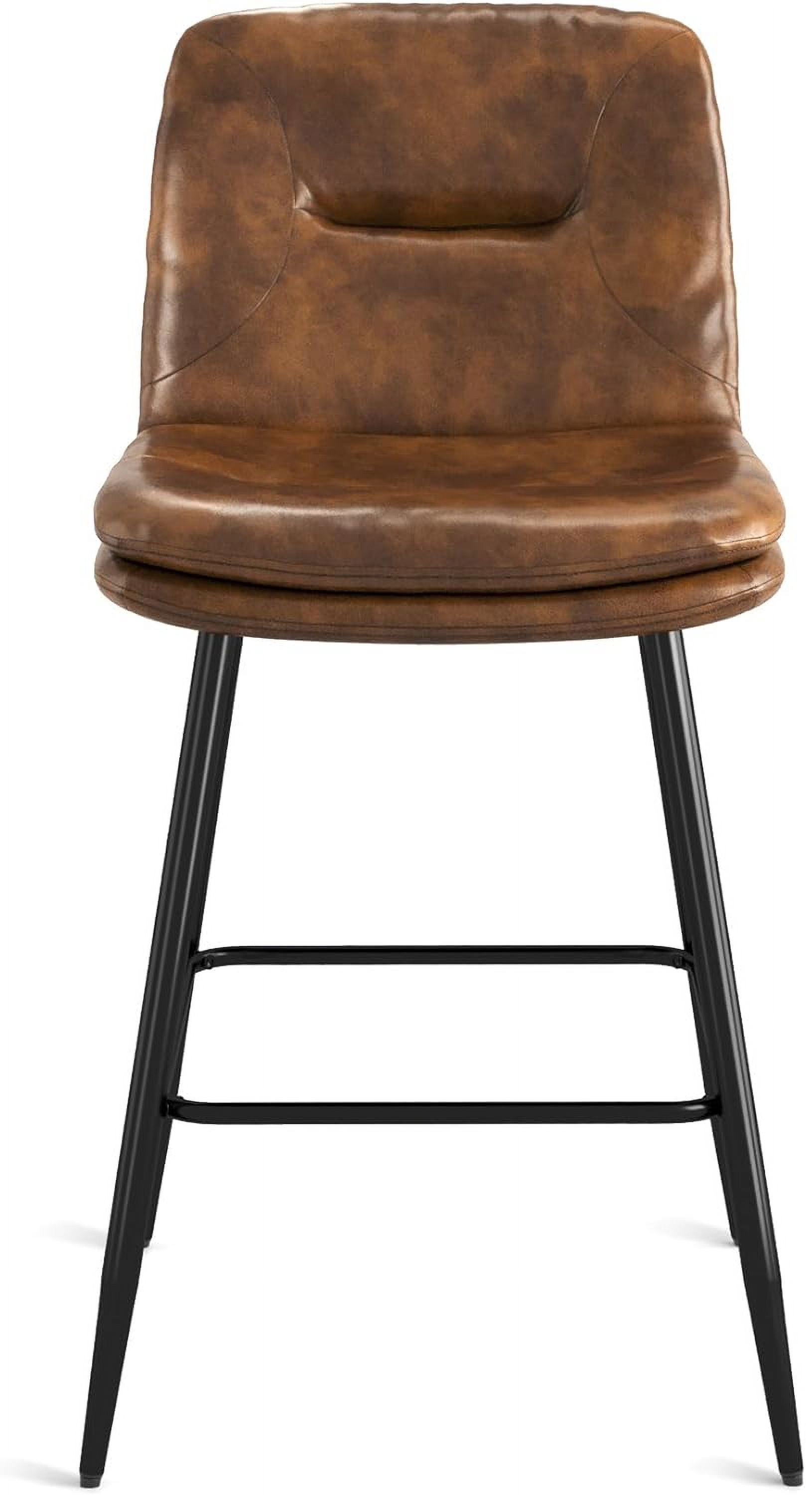 Dycanpo 24”H Bar Stools Set of 6, Double-Layer Upholstered, for Home Kitchen, Yellowish Brown