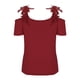 thumbnail image 5 of ICHUANYI Clearance Fashion Women's Summer V-Neck Short Sleeve Lace Casual T-shirt Blouse(Wine, S) ICHUANYI WER2023081207410, 5 of 6