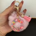 thumbnail image 5 of Honeeladyy Resin Alphabet Initial Letter Keychain Keyring for Women Purse Handbags with Faux Fur Ball Pom and Tassel, Christmas Birthday Holiday New Year Party Gifts（C）, 5 of 5