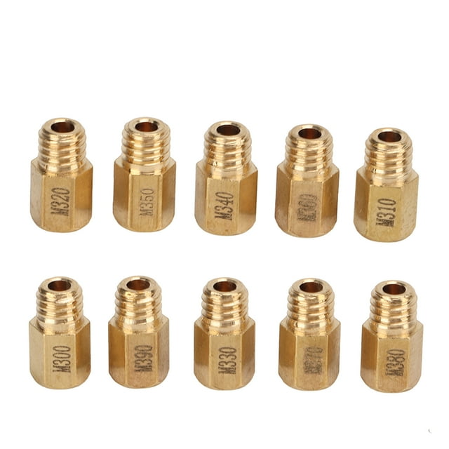 Kit de 10 surtidores principales de carburador de estilo hexagonal de latón de repuesto para Mikuni VM TM TMX 300-390