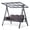 Gray, variant on PURPLE LEAF Outdoor Patio Porch Swing with Adjustable PVC Canopy, 3-Seat Swing Chair Bench with Side Cup Holder for Backyard Front Porch Lawn, Cushions and Pillow Included, Beige