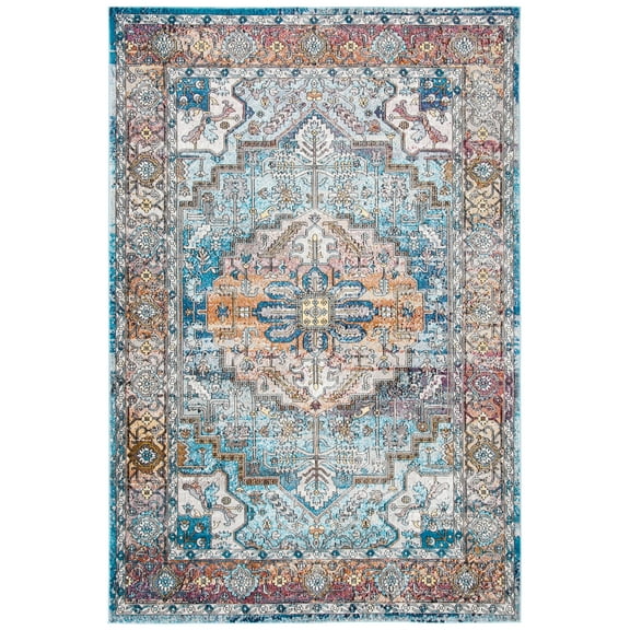 SAFAVIEH Aria Devona Oriental Area Rug, Turquoise/Light Orange, 5'1" x 7'6"