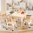 thumbnail image 2 of Ourlova Modern Kids Adjustable 31.5" Table and 4 Chair Set with Non-Slip Desk Legs & Graffiti Desktop Preschool Activity Kids Table Set, 2 of 6