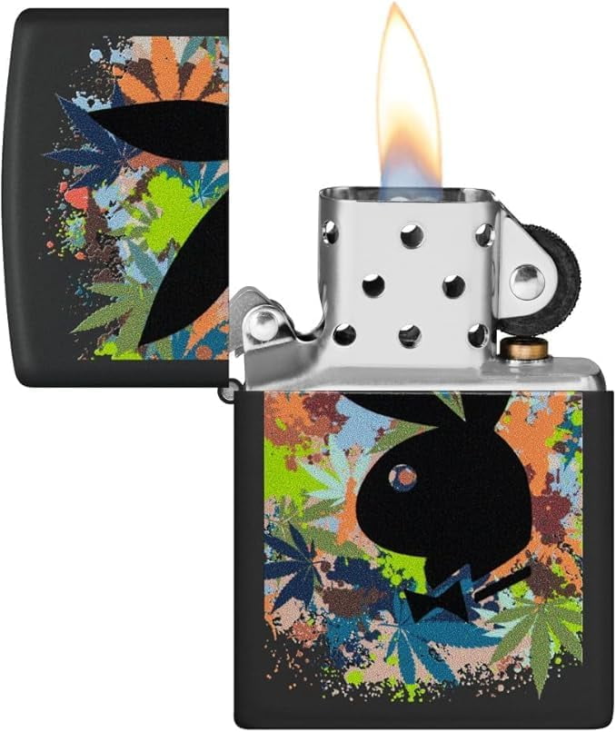 Zippo - Customized Message on Playboy Rabbit Head Silhouette Black Matte 46222