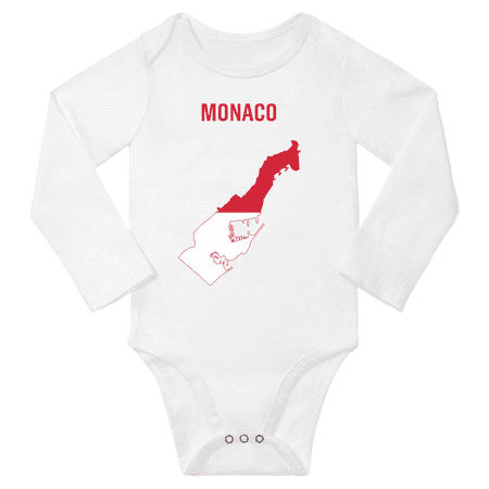 

Monaco Flag Map Baby Long Slevve Rompers Clothes Outfits (White 18-24 Months)