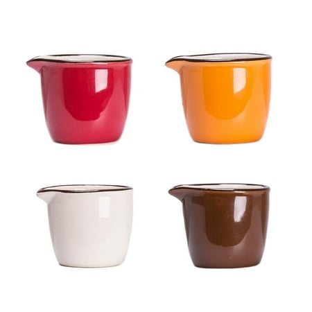 CHOOLD Colorful Mini Ceramic Creamer,Coffee Milk Creamer Pitcher/Serving Pitcher/Sauce Pitcher/Milk Creamer Jug for Kitchen 4Pcs (Multiple Color)