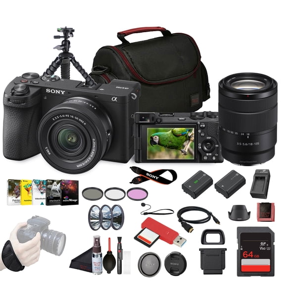 Sony a6700 Vlogger Mirrorless Camera With 16-50mm II Lens   Sony E 18-135mm f/3.5-5.6 OSS Lens  64GB Memory Card   NP-FZ100 Battery   Photo Software   More