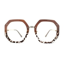 Luxury Double Rim Octagonal Blue Light Blocking Computer Eyeglasses Beige Tortoise Gold