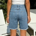 thumbnail image 6 of felwors Jean Shorts for Women High Waisted Raw Hem Mid Thigh Cut Off Stretchy Denim Shorts Casual Summer Jorts（Sky Blue， M）, 6 of 6