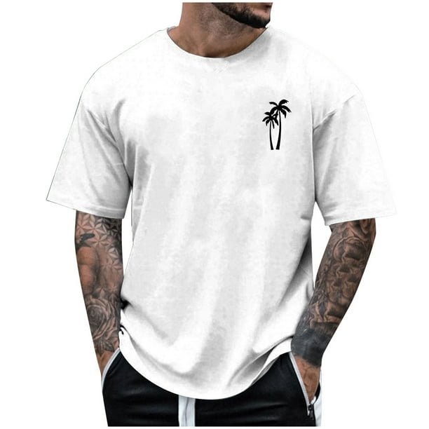 Playeras De Compresión De Verano Para Hombre, Camiseta De Manga Corta Con Cuello Redondo Y Estampado Parcial, Camiseta De Tendencia Con Estampado De Plumas