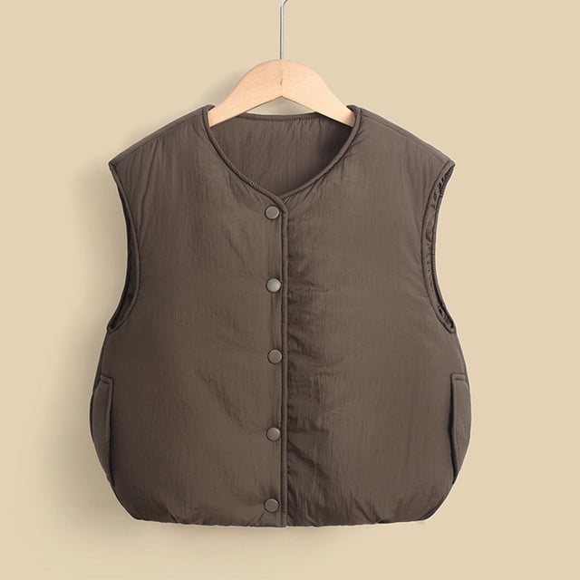 LOVZFMLL Vestes pour Filles Veste Décontractée Sans Manches à Capuche Unie pour Enfants 3-4 Ans
