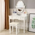 thumbnail image 3 of Vanity Table 10 Led Lights Mirror 5 Drawers Makeup Dressing Desk with Stool Set, 3 of 10