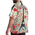 thumbnail image 3 of Eiffel Tower Valentine's Day Men's Hawaiian Button Down Short Sleeve Casual Printed Summer Beach Unisex Shirt, 3 of 6