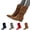 Brown, variant on Womens Cowboy Ankle Boots Faux Suede Western with Pointed Toe Classic Vintage Low Chunky Heel Fashion Short Booties for Casual Wedding Traveling Party Brown 9 Wide