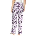 thumbnail image 3 of Naloa Violets Flowers Print Women’s Ultra-Soft Comfy Pajama Lounge Pants with Pockets & Drawstring, 3 of 8