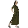 thumbnail image 3 of Inkmeso Solid Long Nightgown For Womens V-Neck Loungewear Casual Sleep Dress With Pockets, 3 of 7