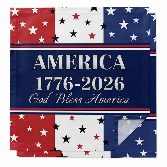 America 250 Flag Cloth Napkins, Red Blue White Star Independence Day Washable and Reusable Dinner Napkins Set of 2, Table Napkin for Kitchen Party Birthday Wedding Hotel Housewarming 20"x20"