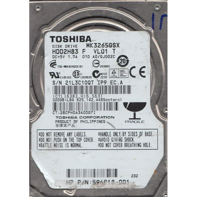 MK3265GSX, A0/GJ002C, HDD2H83 F VL01 T, Toshiba 320GB SATA MK3265GSX, A0/GJ002C, HDD2H83 F VL01 T, Toshiba 320GB SATA