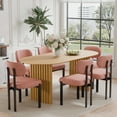 thumbnail image 2 of MAYEERTY 67"×33.5"×30" Natural Wood Oval Dining Table - Flat Striped Legs, Simple Home Dining Choice, 2 of 4