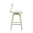 thumbnail image 2 of Folia Mid-Century Modern Counter Stool In Natural Wood, Cream Faux Leather, And Chrome Footrest - Set Of 2, 2 of 7