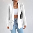 thumbnail image 2 of Women Suit Coat Spring Autumn Solid Color Business Suit Coat Lapel Long Sleeve Flap Pockets Open Front Suit Jacket-White,2XL, 2 of 7