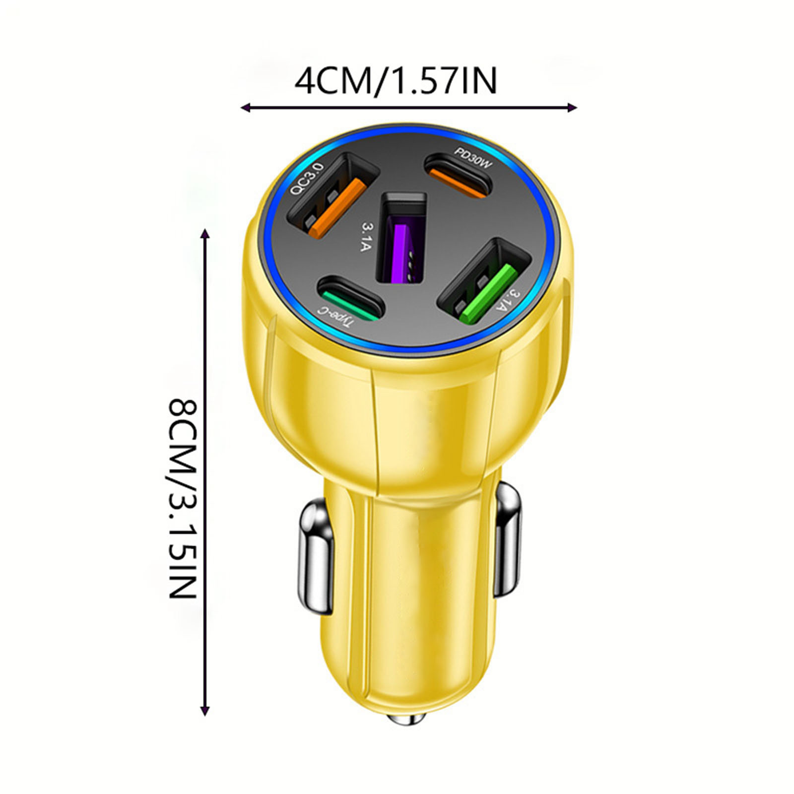 5 Port 3USB 2pd Interface Car Phone Charger With Voltage Car Power ...