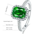 thumbnail image 2 of 3.6ct 8x6mm Created Green Simulated Emerald Rings 925 Sterling Silver Engagement Ring for Women May Birthstone Rings Paved Cubic Zirconia Wedding Rings Size, 2 of 3