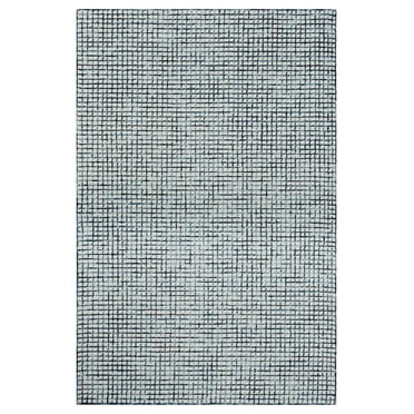 Laddha Home Designs 5' x 7.75' Blue and Ivory Grid Rectangular Area Throw Rug