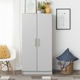 thumbnail image 3 of Prepac Elite 2-Door Freestanding Wardrobe Cabinet, 20" D x 32" W x 65" H, Light Gray, 3 of 14
