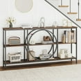 thumbnail image 4 of Gymax 3-Tier Console Table w/ Faux Marble Top Storage Shelves for Hallway Living Room Rustic Brown, 4 of 10