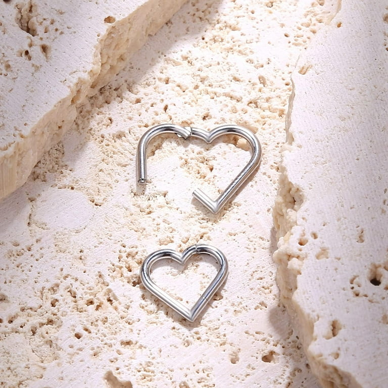 2 Pcs Heart Daith Piercing Jewelry, Hypoallergenic Clicker Hoop