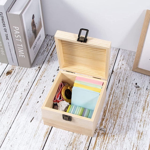 OULII Light Yellow Unfinished Wooden Storage Box Synthetic Material for Home Office Use Durable Stackable Design 8.5x6.5x4.5 inches