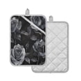 thumbnail image 2 of Two Pieces Of Square Heat Insulation Pad Oven Mitts 7x9.8 Inch Oven Microwave Kitchen Cooking Baking Black Roses Seamless, 2 of 7