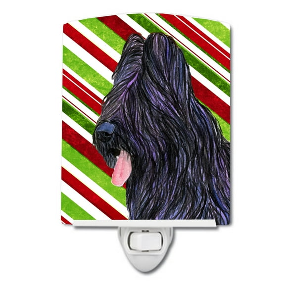 Caroline's Treasures SS4558CNL Briard Candy Cane Holiday Christmas Ceramic Night Light, 6x4x3", multicolor